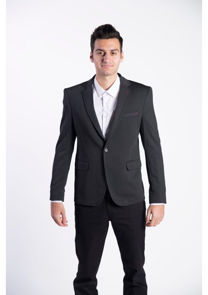 5108 Dar Kalıp Yarım Astarlı Siyah Erkek Blazer Ceket