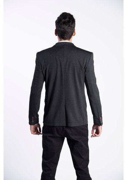 5108 Dar Kalıp Yarım Astarlı Siyah Erkek Blazer Ceket modelleri