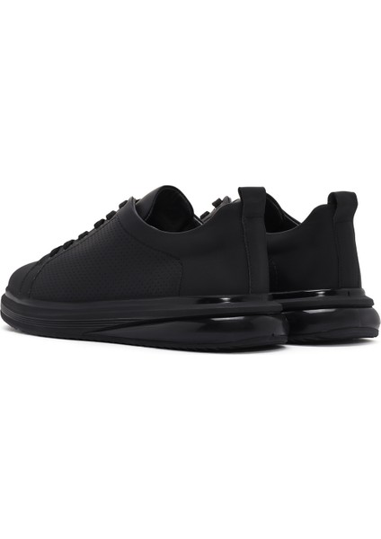 Erkek Siyah Bağcıklı Delikli Deri Sneaker 24WFD6425DI
