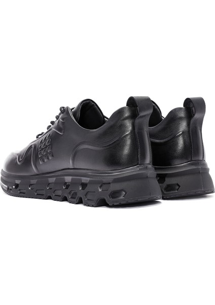 Erkek Siyah Bağcıklı Deri Sneaker 24WFD752218