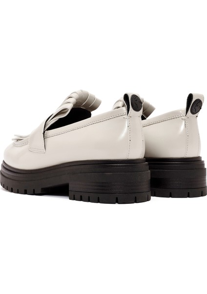 Acbc x Kadın Krem Kalın Tabanlı Maskülen Loafer 24WFD435522