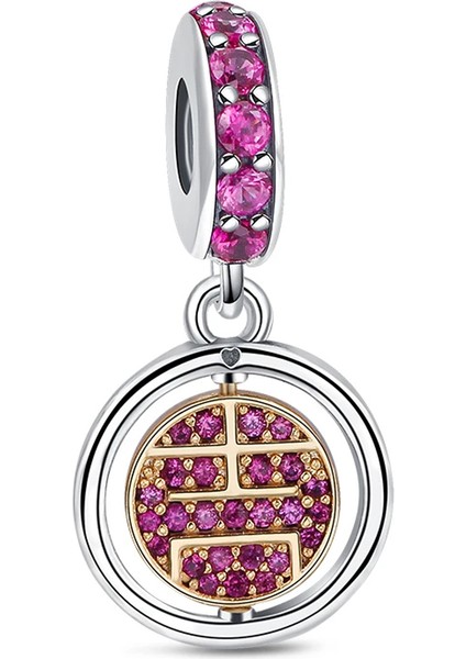 Sarı - Pembe Halka Sallantılı Charm