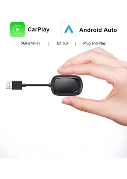 X8 Mini Kablosuz Carplay USB ve Type-C Uyumlu Araç Multimedya Dönüştürücü Adaptörü