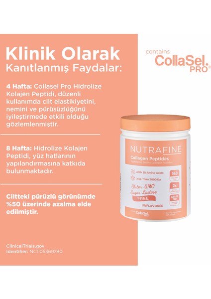 Collagen Premium Doğal %100 Çifte Hidrolize Kolajen Peptitler Toz Gıda Takviyesi 300 gr