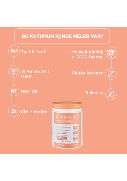 Collagen Premium Doğal %100 Çifte Hidrolize Kolajen Peptitler Toz Gıda Takviyesi 300 gr