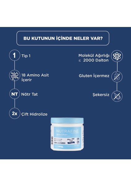 Marine Collagen Premium Doğal Hidrolize Kolajen Peptitler Toz Gıda Takviyesi 210 gr