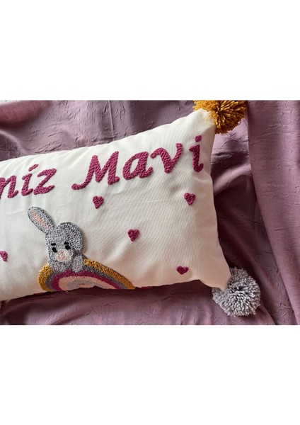 Bebek Takı Yastığı/punch Kırlent /isimli Bebek Yastık Kılıfı/ 30X50-İÇ Dolgusuz-Model KOD:PPK153 fiyatları