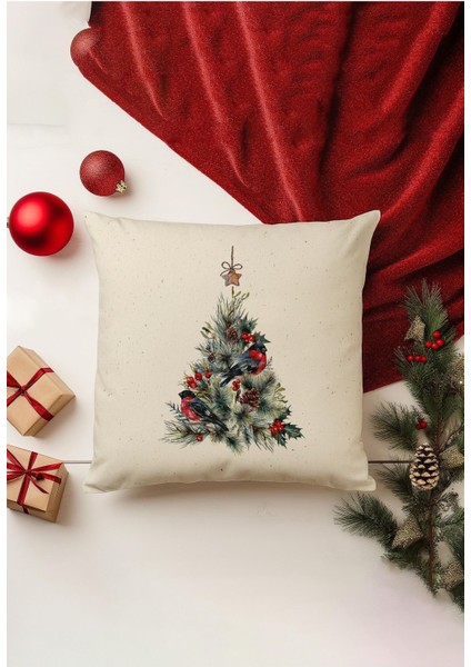 4'lü Kırlent Kılıf Seti Yılbaşı Christmas Deseni Çift Taraflı Dijital Baskılı fırsatları