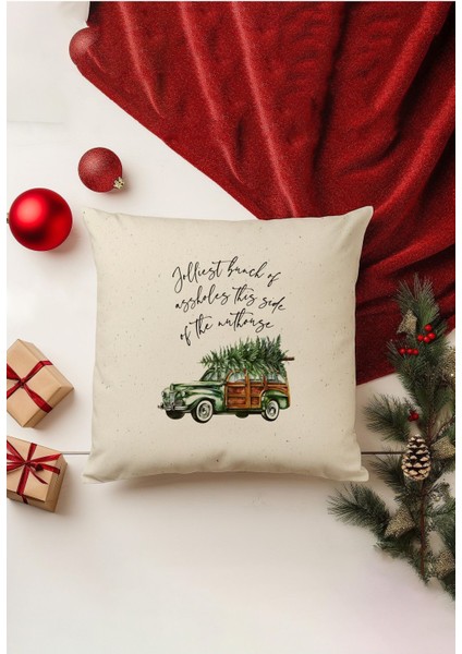 4'lü Kırlent Kılıf Seti Yılbaşı Christmas Deseni Çift Taraflı Dijital Baskılı indirimleri