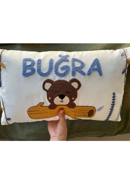 Bebek Takı Yastığı/punch Kırlent /isimli Bebek Yastık Kılıfı/ 30X50-İÇ Dolgusuz-Model Kod: PPK163