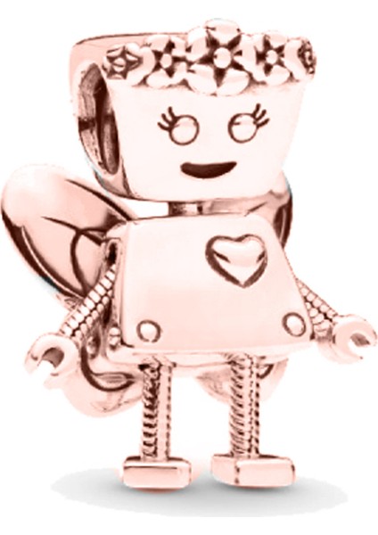 Rose Melek Kanatlı Robot Charm