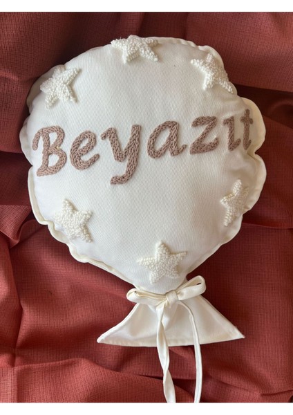 Bebek Takı Yastığı/punch Kırlent /isimli Balon Yastık / 25X35-İÇ Dolgulu-Model KOD:PPK155