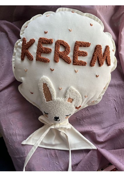 Bebek Takı Yastığı/punch Kırlent /isimli Balon Yastık / 25X35-İÇ Dolgulu-Model KOD:PPK162