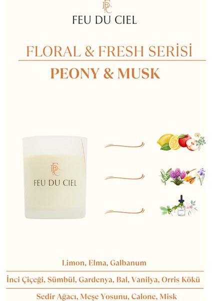 Premium Peony & Musk Şakayık Ve Misk Kokulu Mum 150 gr