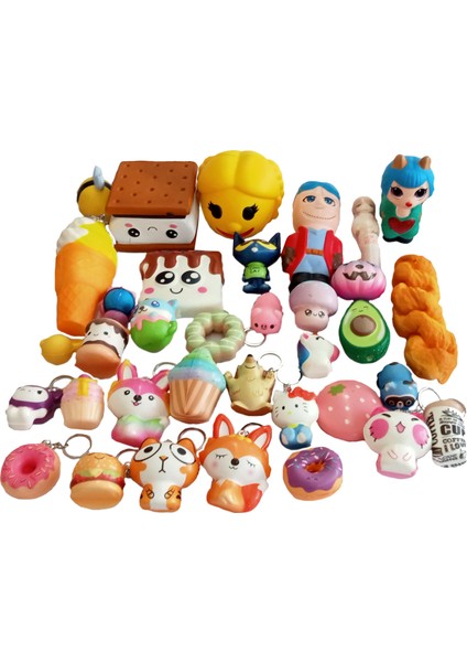 (24 Adet) Squishy 3 Farklı Boy ve Modellerde 3 Cm-20 cm Arası