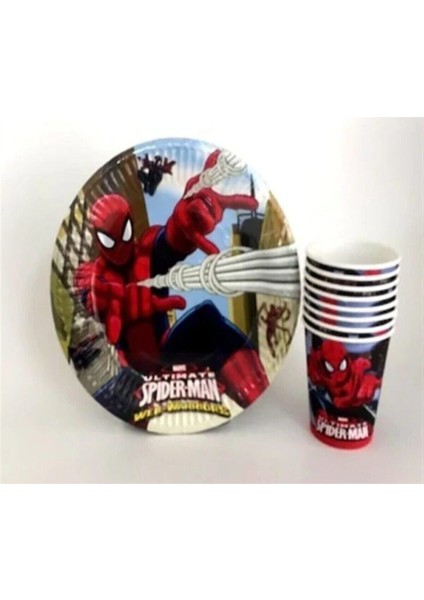 Doğum Günüspiderman Tabak Bardak Seti 8 Li