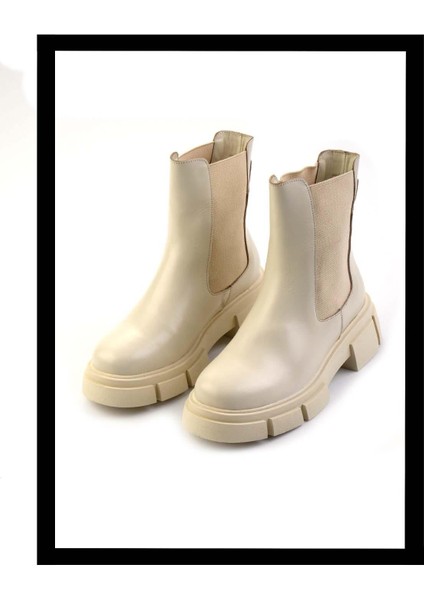 Bej Deri Kadın Bot & Bootie K02060050003