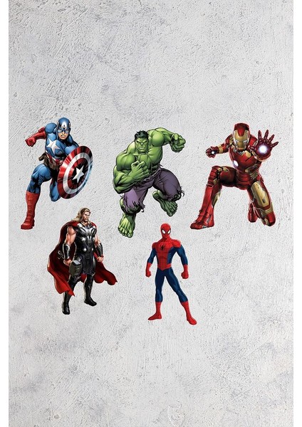 Marvel Avengers Hulk- Ironman- Captain America -Thor- Örümcek Adam Duvar Ahşap Süsü