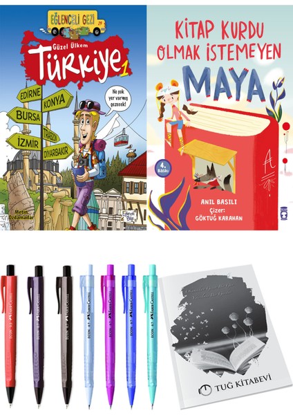Kitap Kurdu Olmak İstemeyen Maya ve Güzel Ülkem Türkiye 1 2'li Set - Kalem