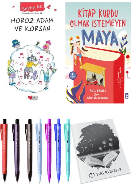 Kitap Kurdu Olmak İstemeyen Maya ve Horoz Adam ve Korsan 2'li Set - Kalem