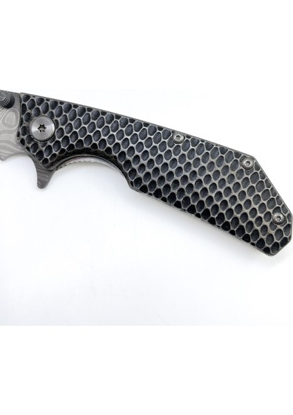 Hammertone Grip Katlanır Damascus Çakı - Gri