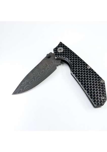 Hammertone Grip Katlanır Damascus Çakı - Gri