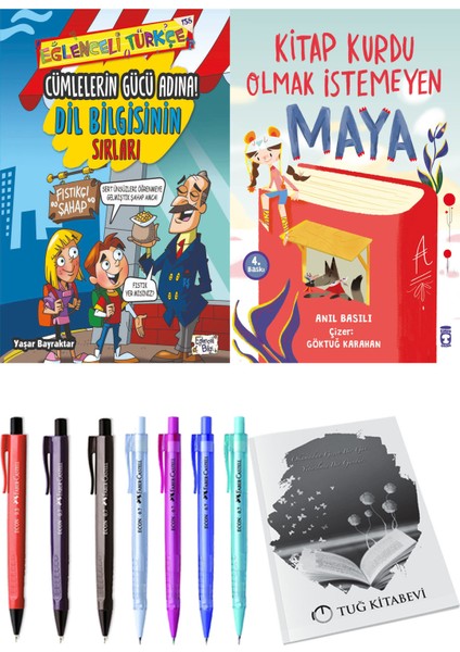 Kitap Kurdu Olmak İstemeyen Maya ve Cümlelerin Gücü Adına! Dil Bilgisinin Sırları 2'li Set - Kalem