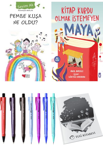 Kitap Kurdu Olmak İstemeyen Maya ve Pembe Kuşa Ne Oldu? 2'li Set - Kalem
