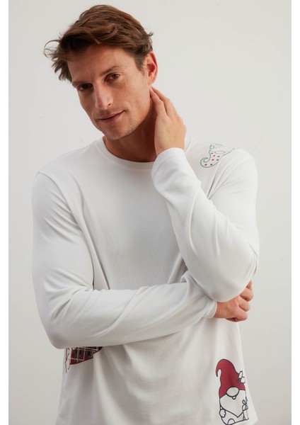 Erkek Pamuklu Uzun Kollu Pijama Üstü