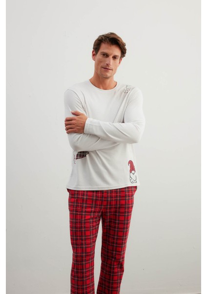 Erkek Pamuklu Uzun Kollu Pijama Üstü