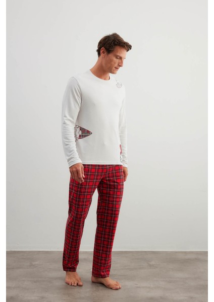Erkek Pamuklu Uzun Kollu Pijama Üstü