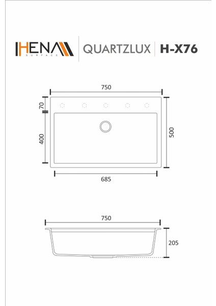 Granit Eviye Tek Gözlü Beyaz 75 x 50 Kuvars modelleri