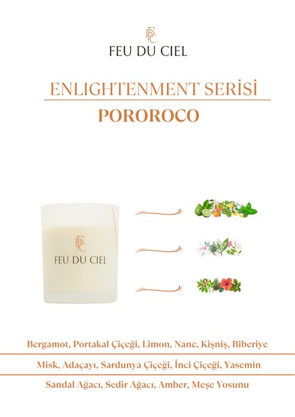 Premium Pororoco Sandal Ağacı Portakal Çiçeği Kokulu Mum 150 gr