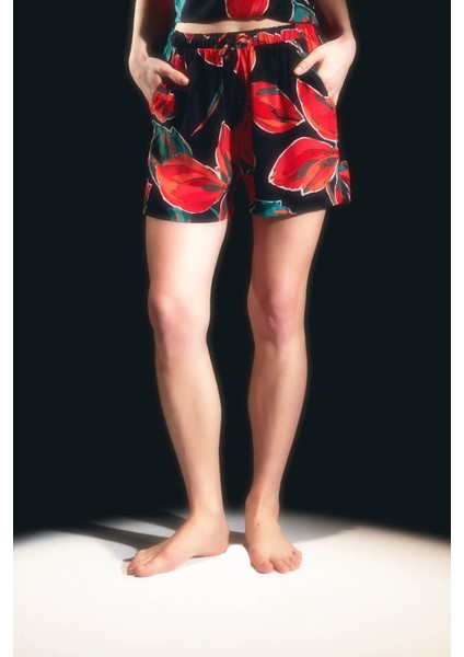 Kadın Vegan Dokuma Cepli Şort