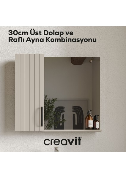 D10 30 cm Sağ Üst Dolap Melamin Gövde Lake Kapak