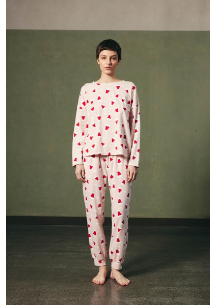 Kadın Pamuklu Uzun Kollu Pijama Takımı
