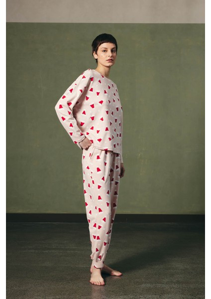 Kadın Pamuklu Uzun Kollu Pijama Takımı