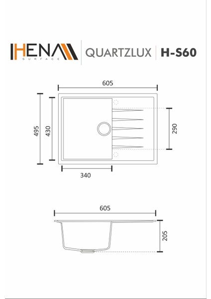 Granit Eviye 1 Gözlü Damlalıklı Bej 60 x 50 Granit Evye Kuvars modelleri