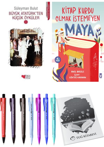 Kitap Kurdu Olmak Istemeyen Maya ve Büyük Atatürk'ten Küçük Öyküler 3 2li Set