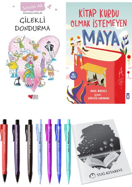 Kitap Kurdu Olmak Istemeyen Maya ve Çilekli Dondurma 2li Set