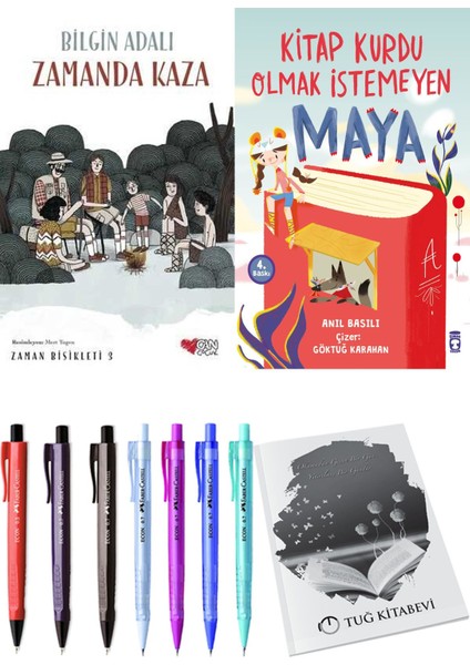 Kitap Kurdu Olmak Istemeyen Maya ve Zamanda Bisikleti 3 Zamanda Kaza 2li Set