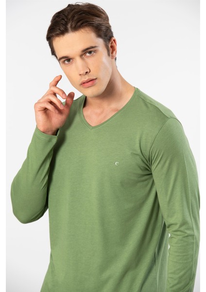 Erkek V Yaka Uzunkol Pijama Takım, %50 Modal, %50 Pamuk Alt Pijama Ceplidir