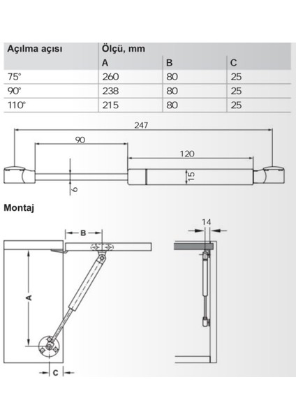 Runa Gazlı Piston Amortisör 150N