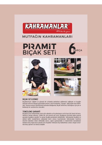 6 Parça Antrasit Piramit Bıçak Seti