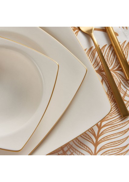 Caroline 12 Kişilik 54 Parça Kare Yemek Takımı Altın Yaldız 20 fırsatları