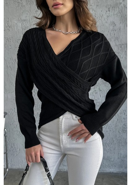 Madonna Yaka Örgü Detaylı Triko Kazak fiyatları