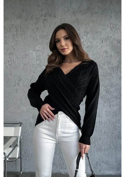 Madonna Yaka Örgü Detaylı Triko Kazak modelleri