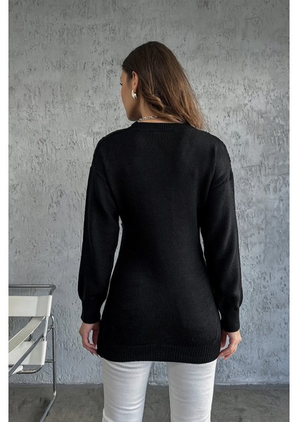 Madonna Yaka Örgü Detaylı Triko Kazak indirimleri