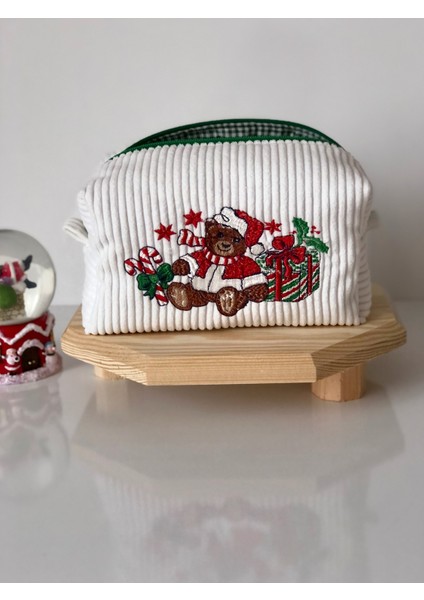 Yılbaşı Desenli Nakışlı Makyaj Çantası 18X10X10 Cm, Organizer, Hediyelik