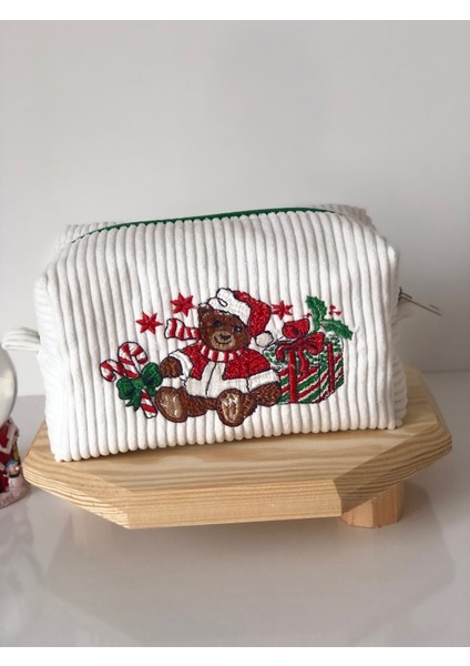 Yılbaşı Desenli Nakışlı Makyaj Çantası 18X10X10 Cm, Organizer, Hediyelik modelleri